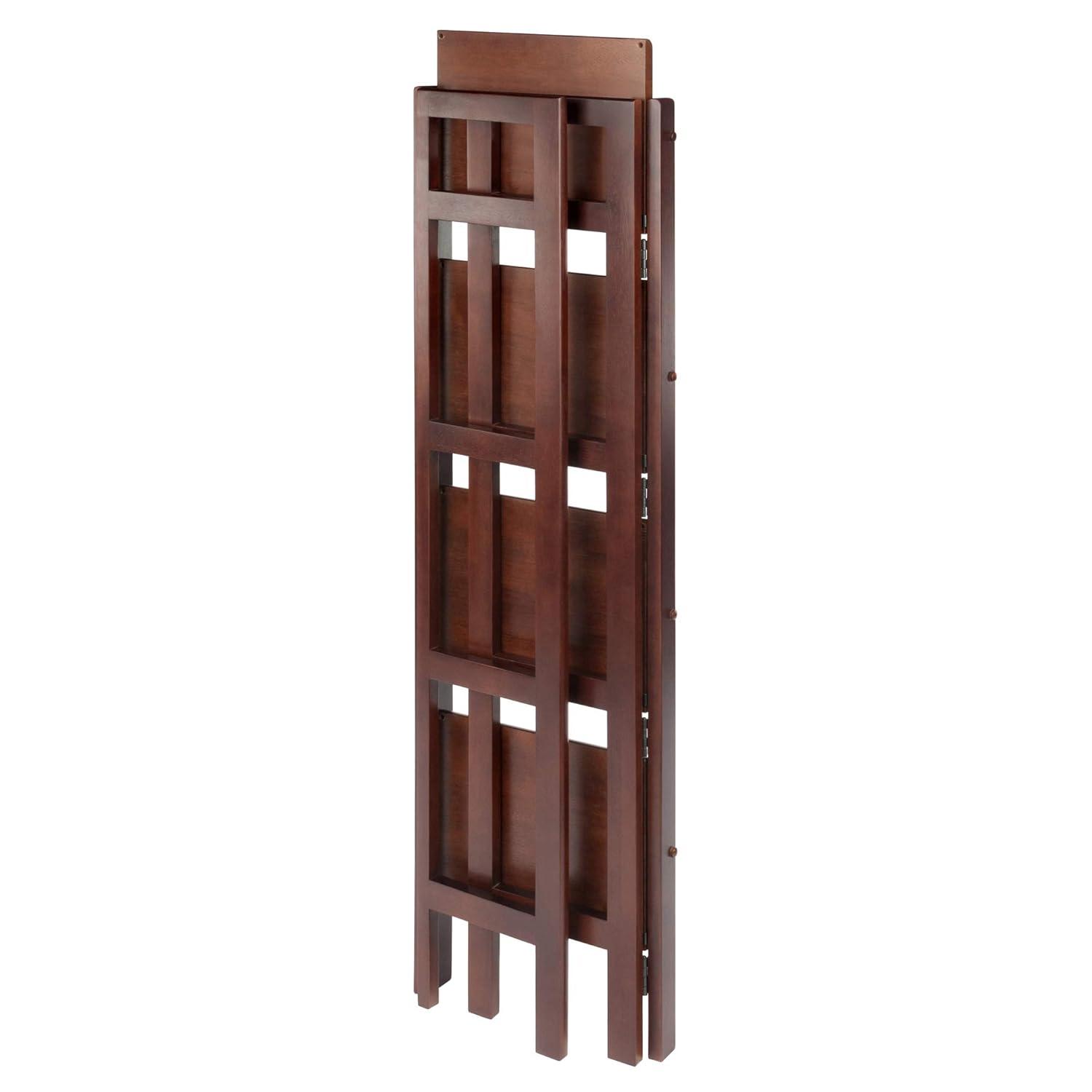 51.34" Terry Folding Bookcase Walnut - Winsome: Beech Wood, 4 Shelves, Space Saver