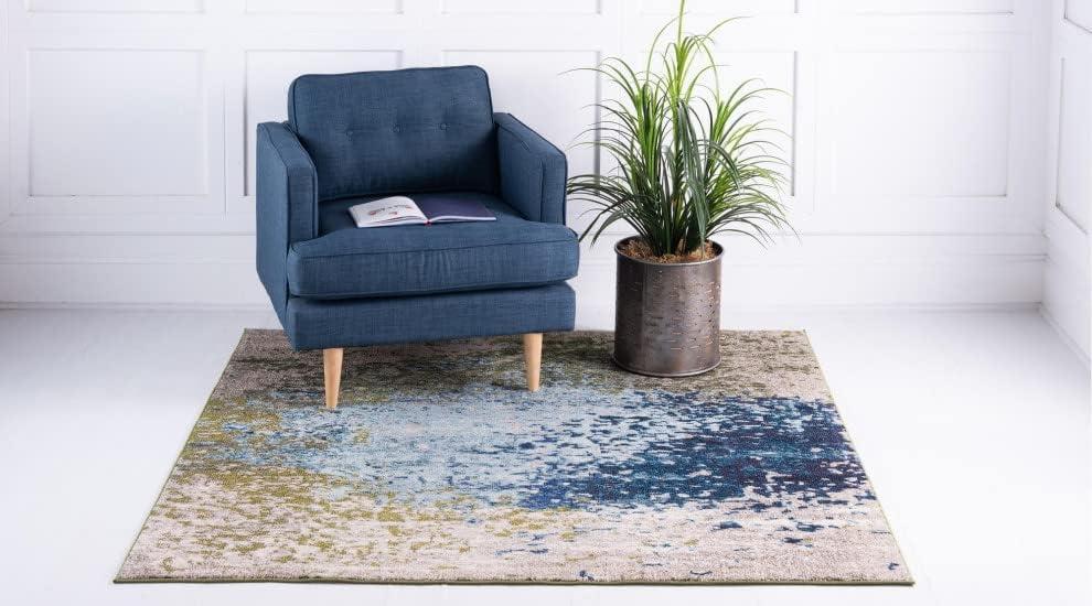 Unique Loom Estrella Collection Area Rug - Vella (5' Square Blue/Gray)