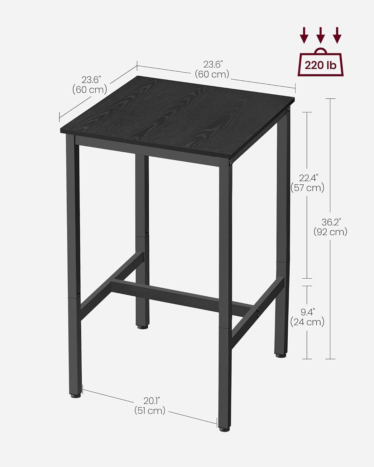 Ebony Black High Top Pub Table with Metal Frame