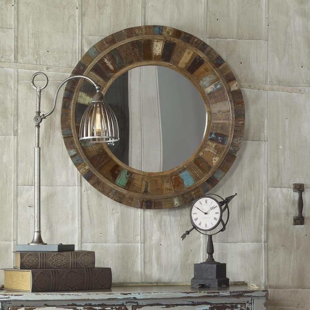 Uttermost Jeremiah Round Wood Mirror - 32W x 32H in.