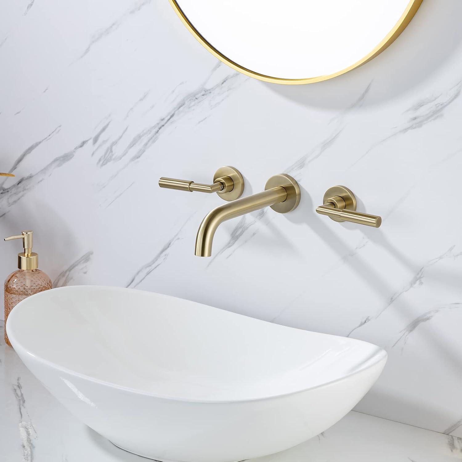 10.08" Widespread Bathroom Faucet 3 Hole, 2-handle Bathroom Sink Faucet with Drain Assembly