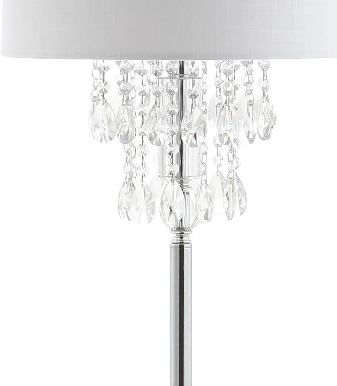 JONATHAN Y JYL2034A Abigail 61" Crystal / Metal LED Floor Lamp, Contemporary, Transitional, Traditional, Glam for living room, dinning room, bedroom, office Bulb Included, Clear/Chrome