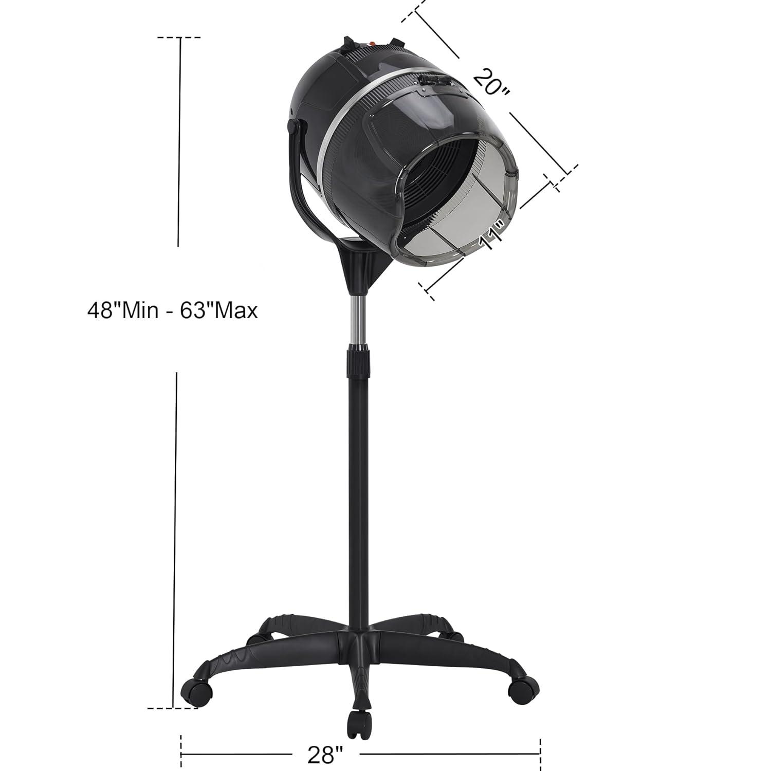 BarberPub Adjustable Bonnet Hood Hair Dryer with Wheel