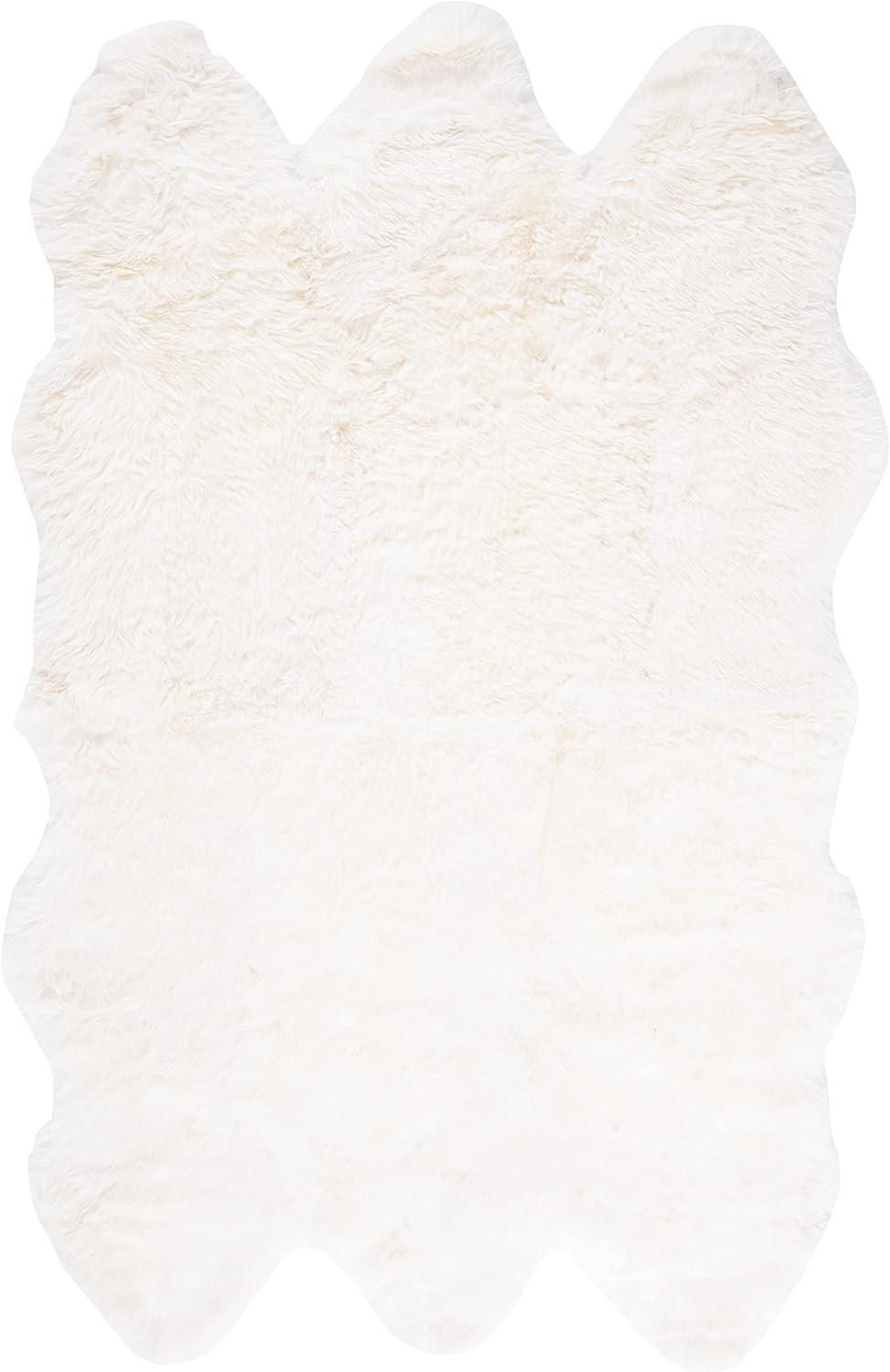 Luxurious Hand-Knotted Natural White Sheepskin 5' x 8' Area Rug