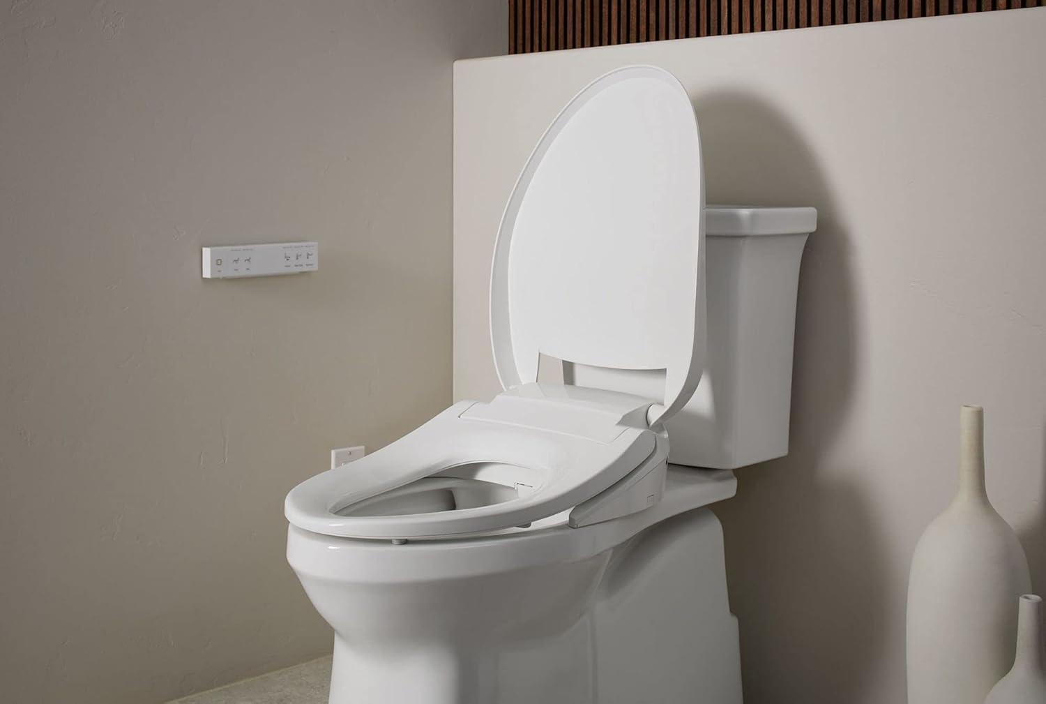 PureWash E700 Elongated Heated Bidet Toilet Seat with Remote Control, Bidet Warm Water