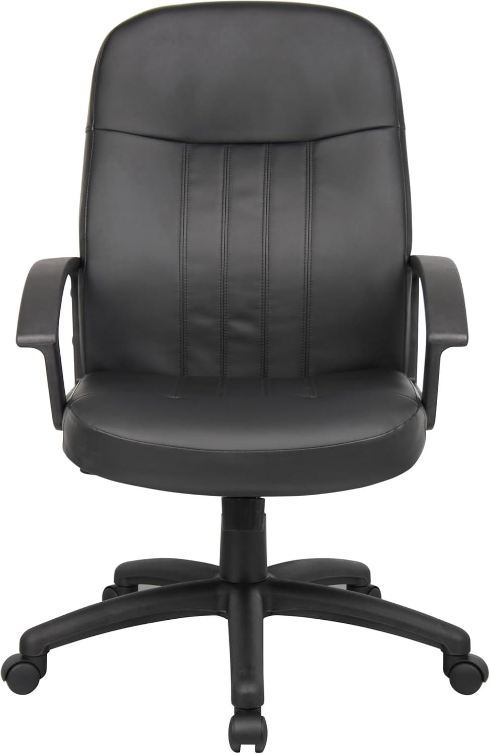 Executive Leather Budget Chair Black - Boss Office Products: Swivel, Lumbar Support, 250lb Capacity