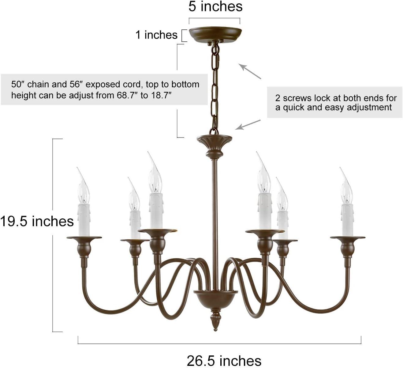LNC 25.6" Farmhouse Chandelier, 6-Light Fixture for Dining & Living Room, Foyer, Entryway and Bedroom (Oil Rubbed Brown)