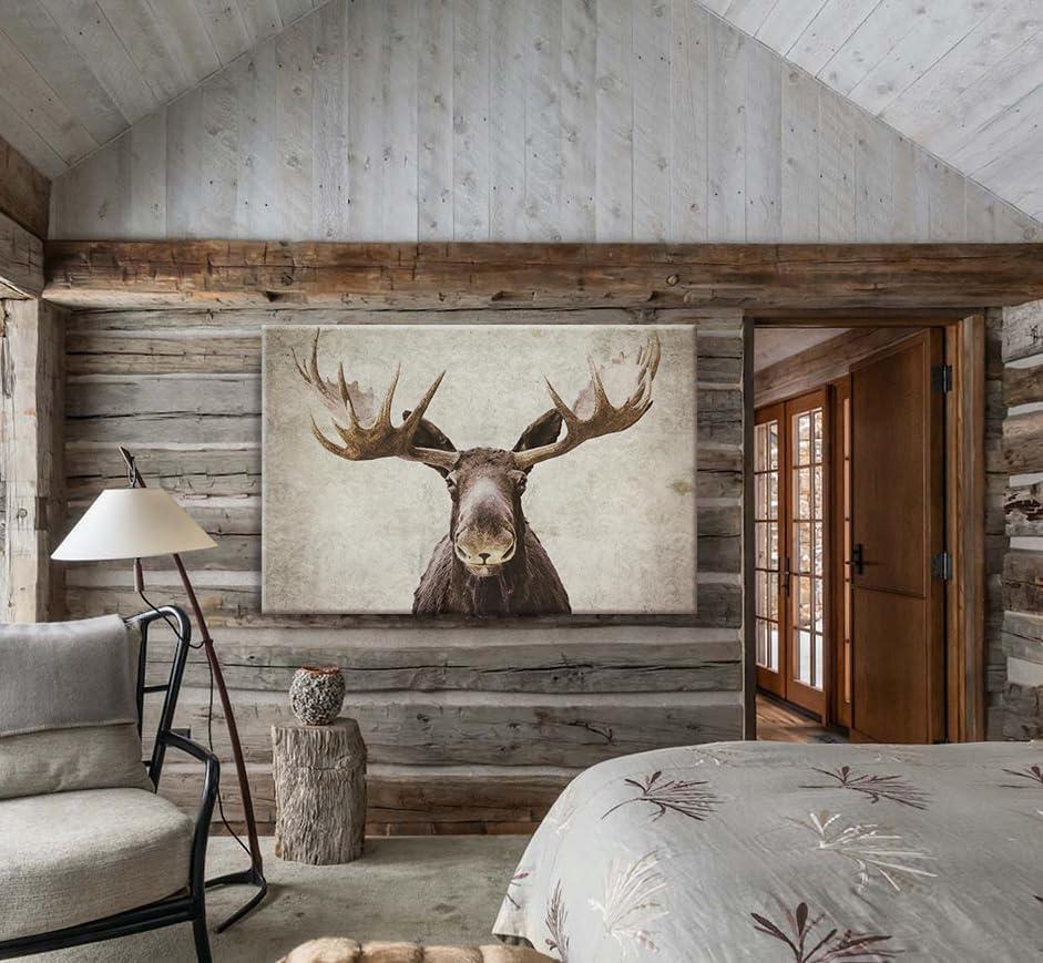 Elmer The Moose Rustic Canvas Art for Kids Room Decor