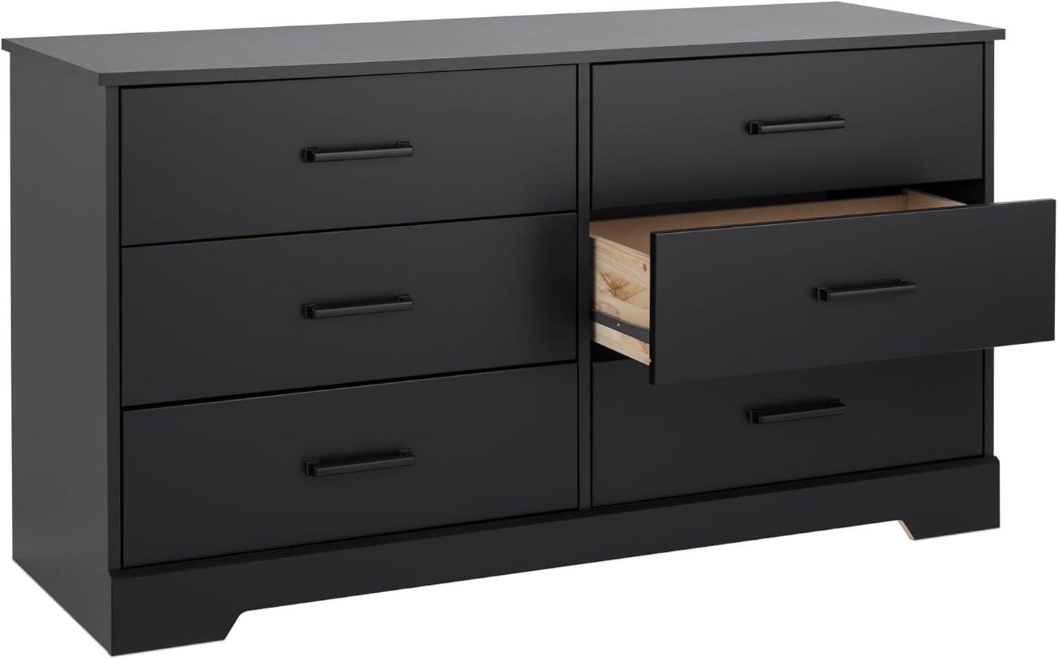 Prepac Rustic Ridge Farmhouse Dresser, Black Dresser for Bedroom, Chest of Drawers with 6 Drawers 18.25"D x 53.25"W x 28.5"H, BDBR-1606-1