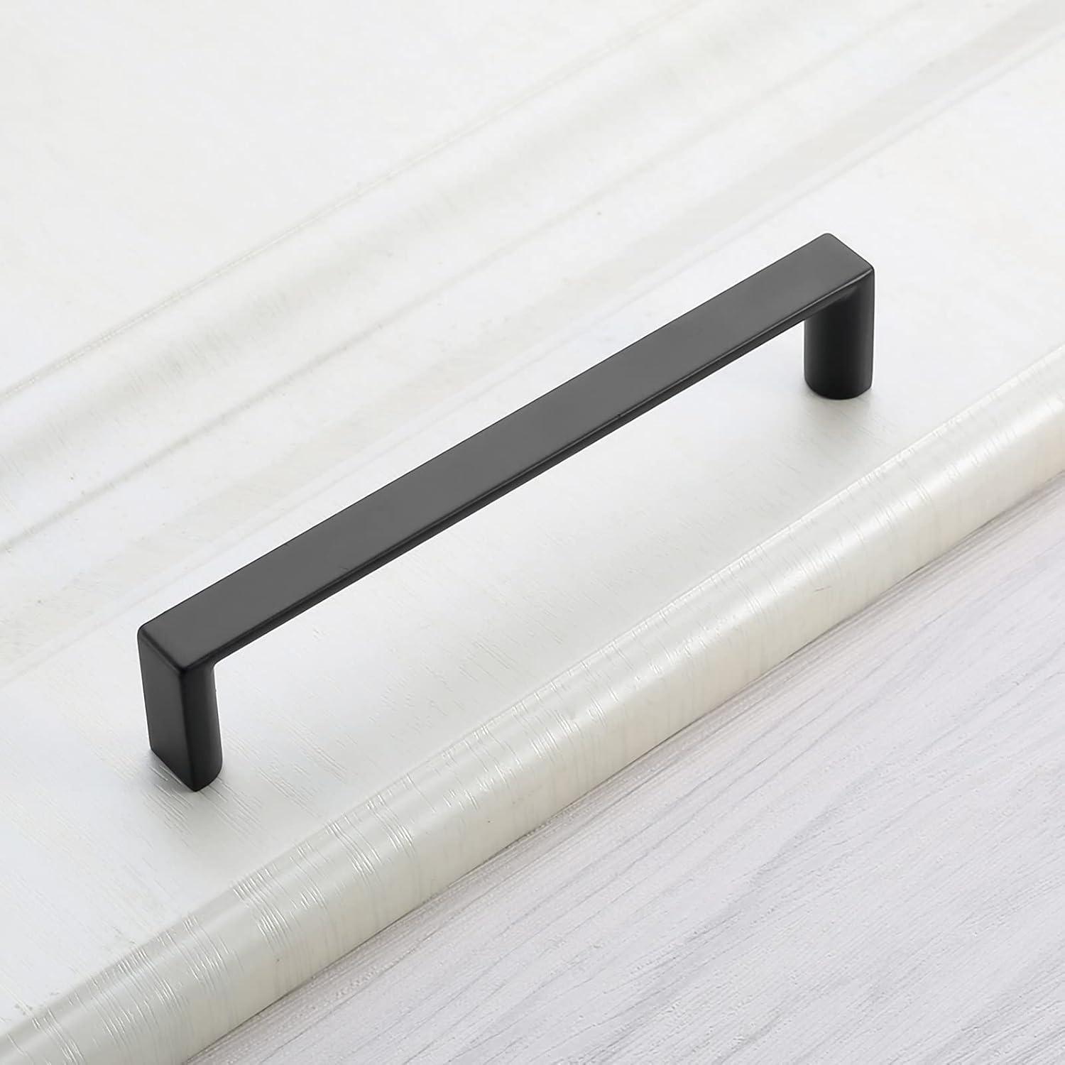 Matte Black Zinc Modern Cabinet Bar Pulls with Mounting Hardware