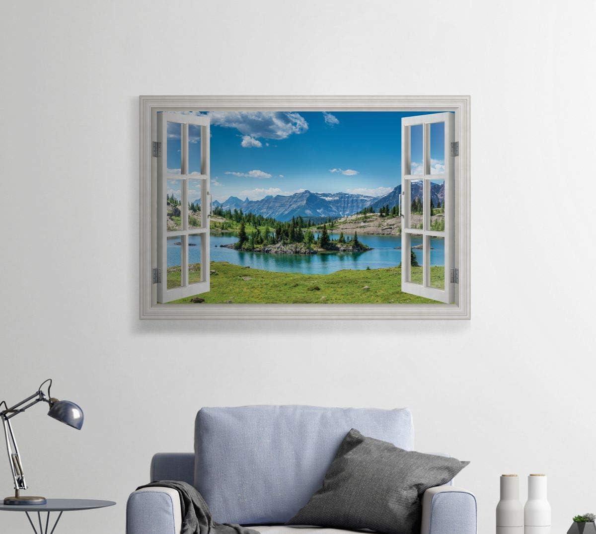 Mountain Blue Lake Forest Landscape Canvas Wall Art