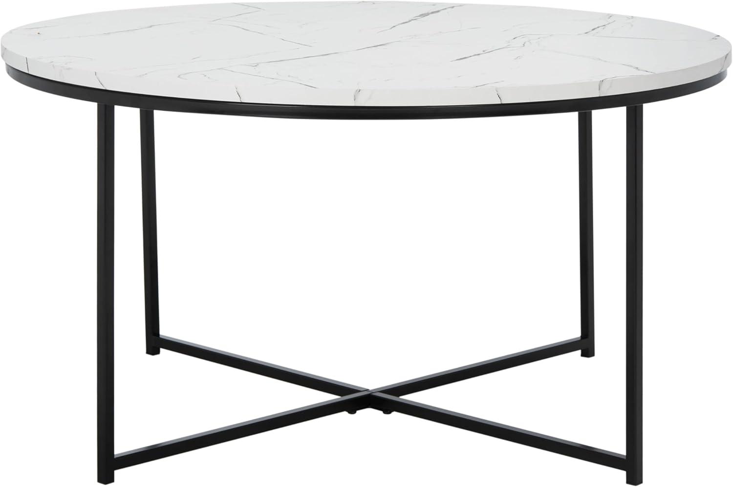 Pia Marble Coffee Table - White Marble/Black - Safavieh