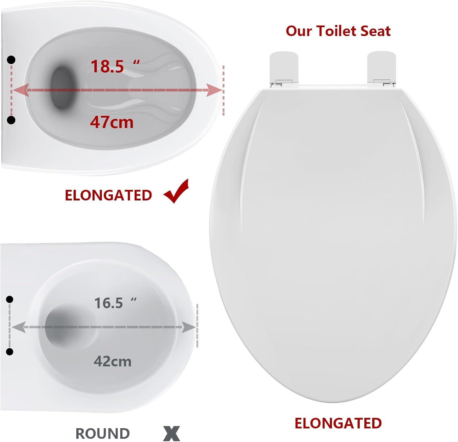 Danolapsi Elongated Toilet Seat with Built in Potty Training Seat,Quiet-Close Lid and Seat,Never Loosen,Potty Training Toilet Seat for Toddlers,Quick-Attach Hardware,Fits both Adult and Child
