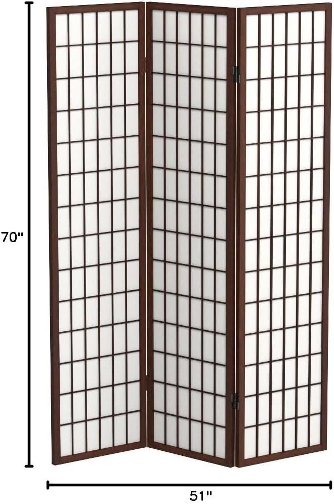 Oriental Furniture 6 ft. Tall Window Pane Shoji Screen - Walnut - 3 Panel