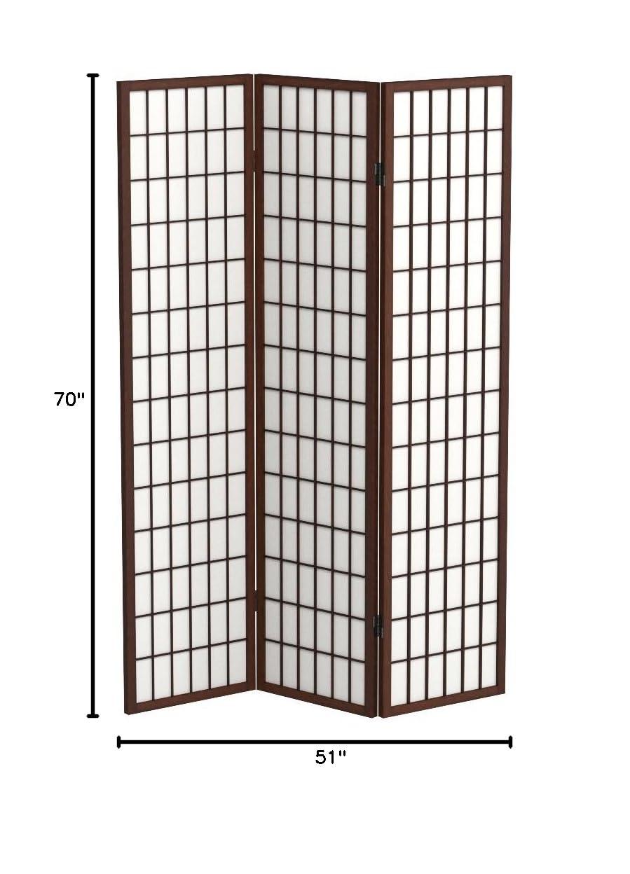 Oriental Furniture 6 ft. Tall Window Pane Shoji Screen - Walnut - 3 Panel