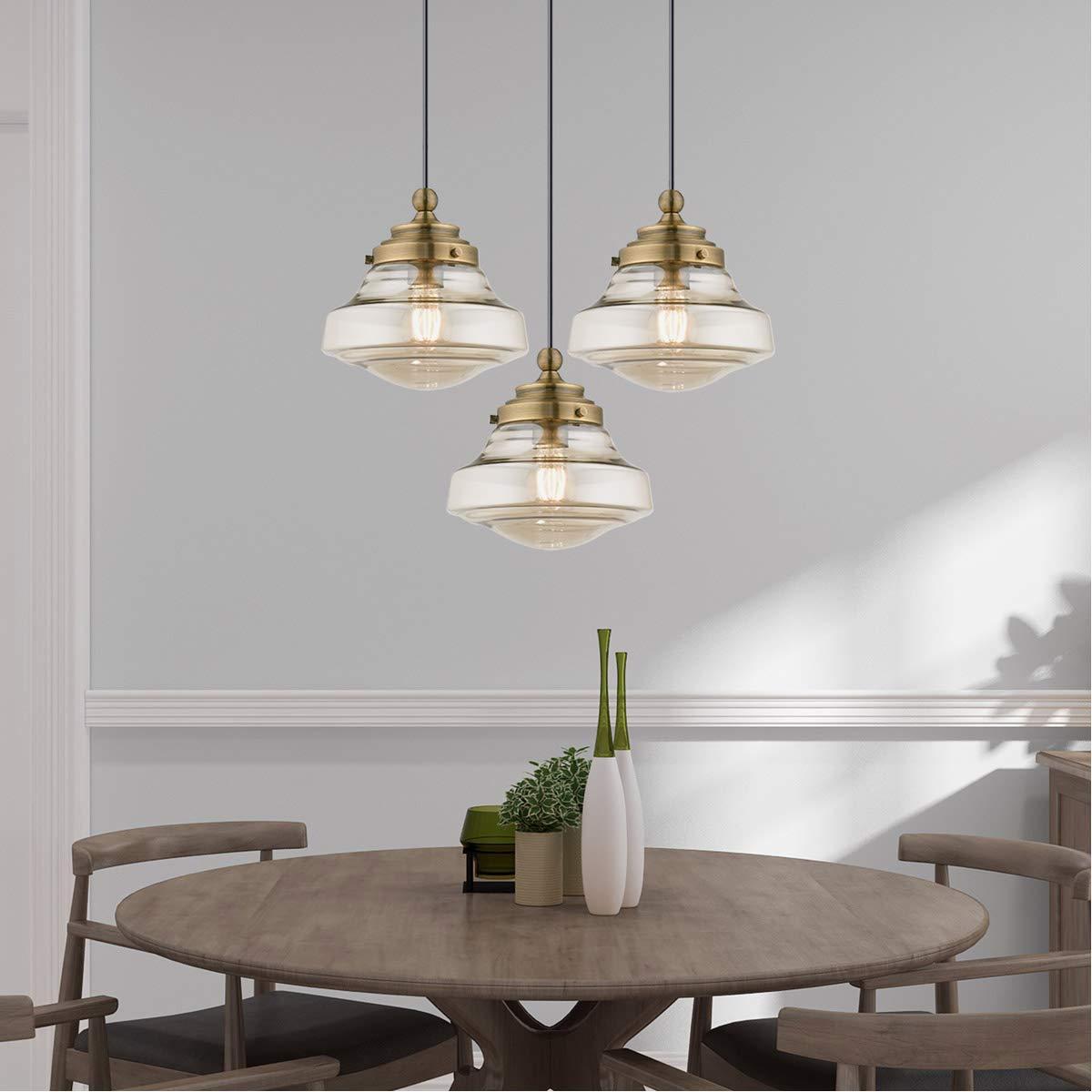 Livex Lighting Art Glass 1 - Light Pendant in  Antique Brass