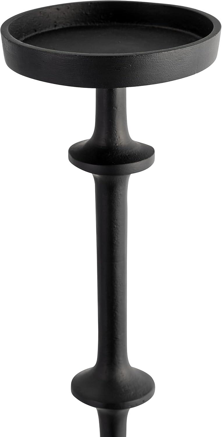 Black Aluminum Modern Floor Pillar Candleholder, 29 Inches