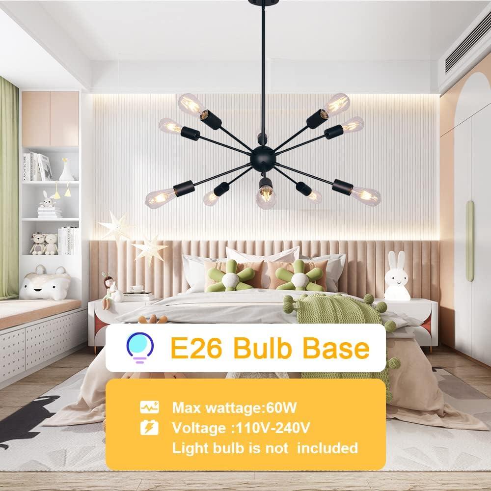 Black Metal 10-Light Sputnik Sphere Chandelier