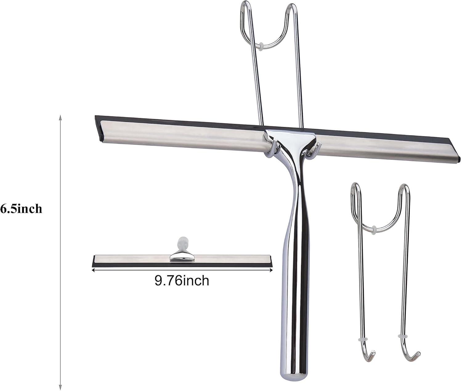 10-Inch Stainless Steel and Black Shower Squeegee