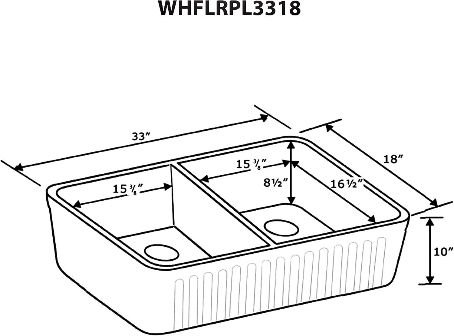 White 36" Double Bowl Fireclay Farmhouse Sink