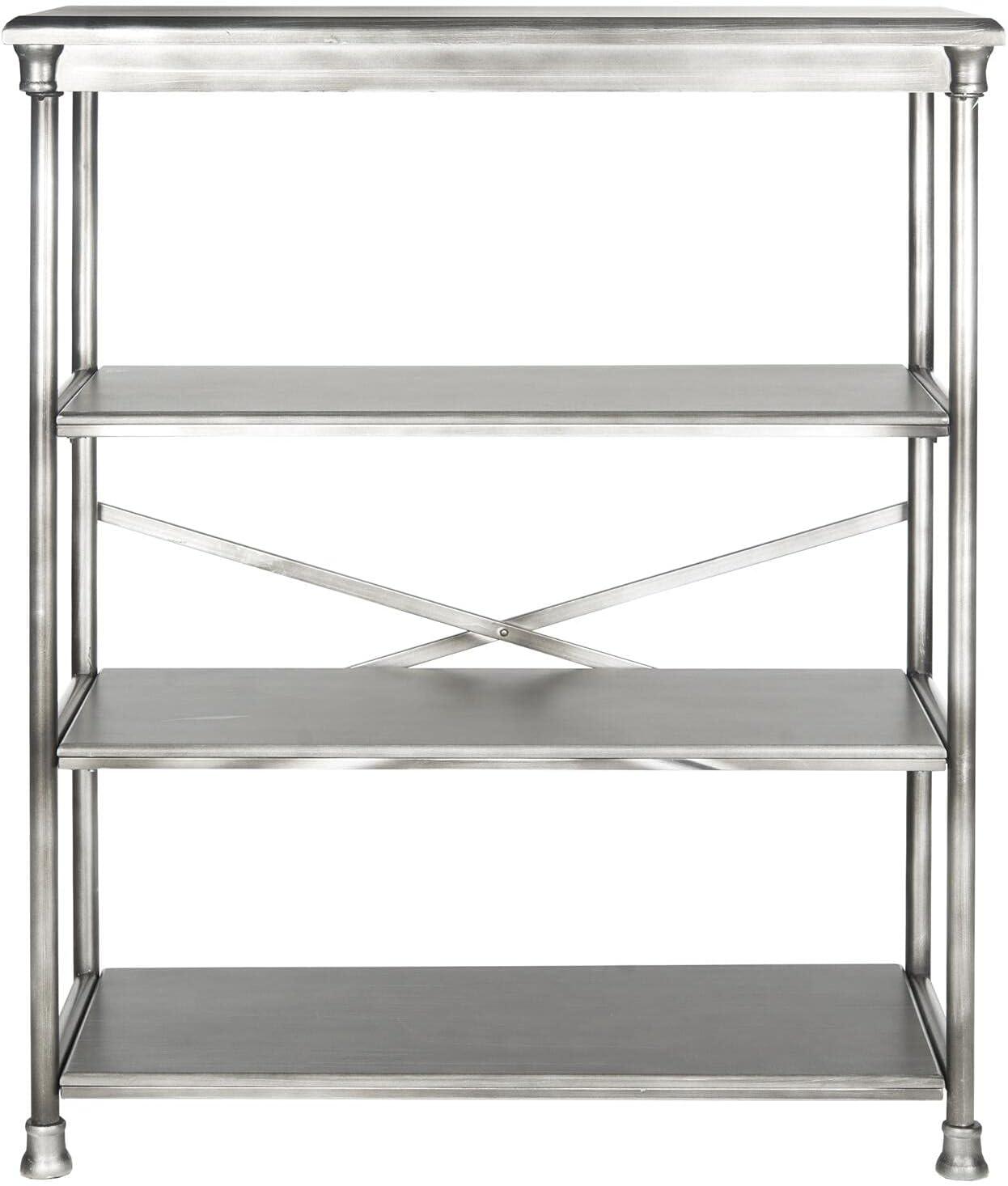 Jamison Transitional Dark Silver Wood & Iron Large Etagere Bookcase