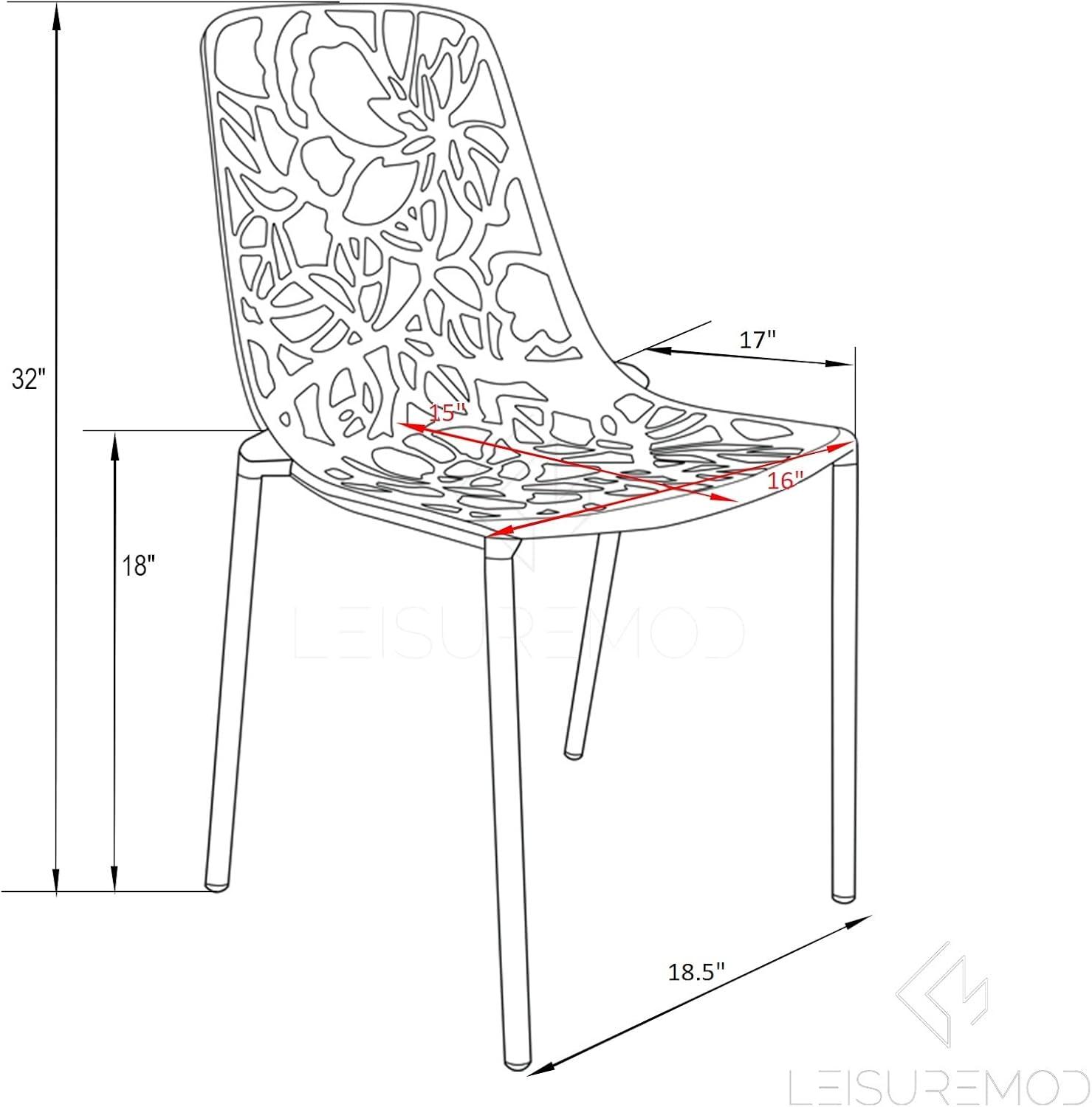 LeisureMod Devon Modern Aluminum Outdoor Stackable Dining Chair