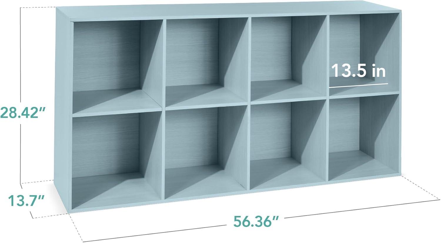 Best Choice Products 8-Cube Bookshelf, 13.5in Display Storage System, Organizer w/ Removable Back Panels - Light Blue