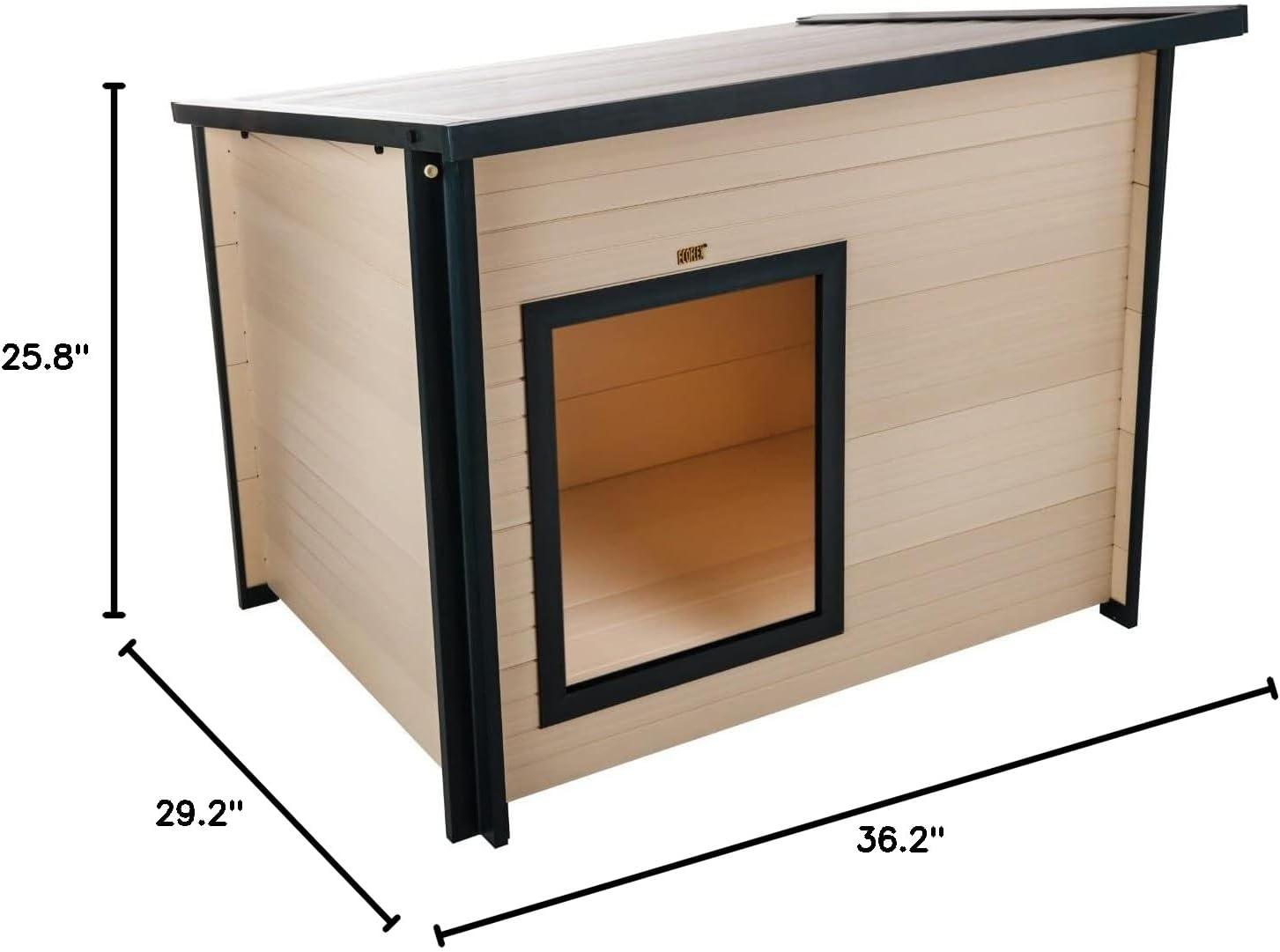 New Age Pet® ECOFLEX® Rustic Lodge Style Dog House for Medium Dogs up to 110lbs - Durable, Weatherproof, Easy to Clean Outdoor Pet Shelter with Elevated Floor for Enhanced Ventilation, Quick Assembly