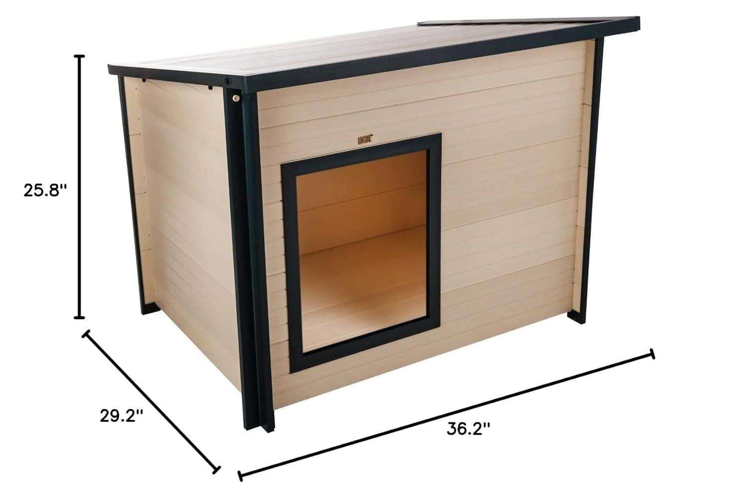 New Age Pet® ECOFLEX® Rustic Lodge Style Dog House for Medium Dogs up to 110lbs - Durable, Weatherproof, Easy to Clean Outdoor Pet Shelter with Elevated Floor for Enhanced Ventilation, Quick Assembly