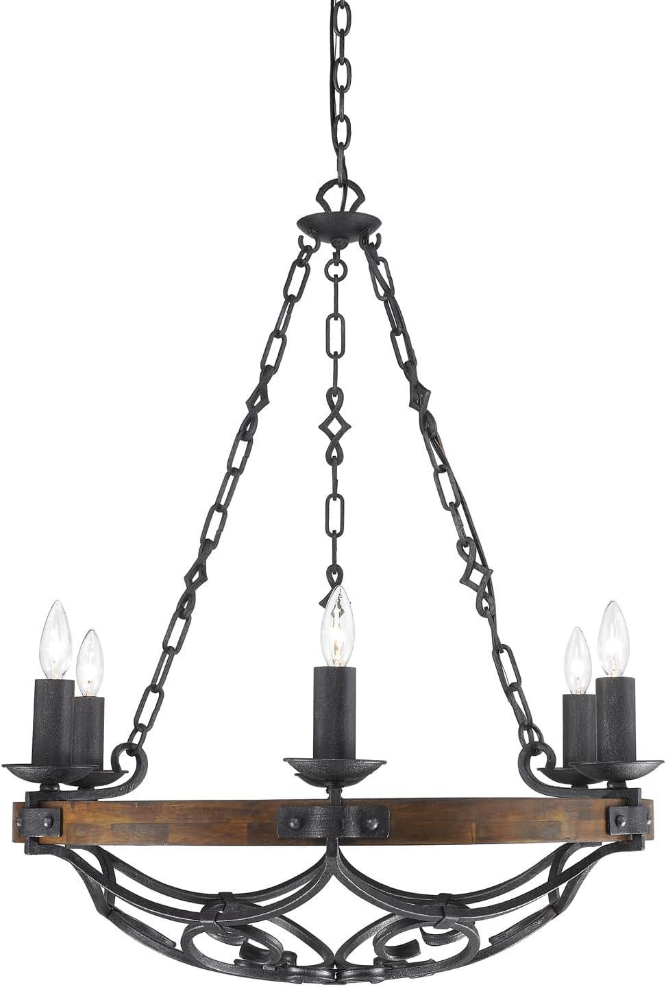 Madera 6 Light Chandelier in Black Iron