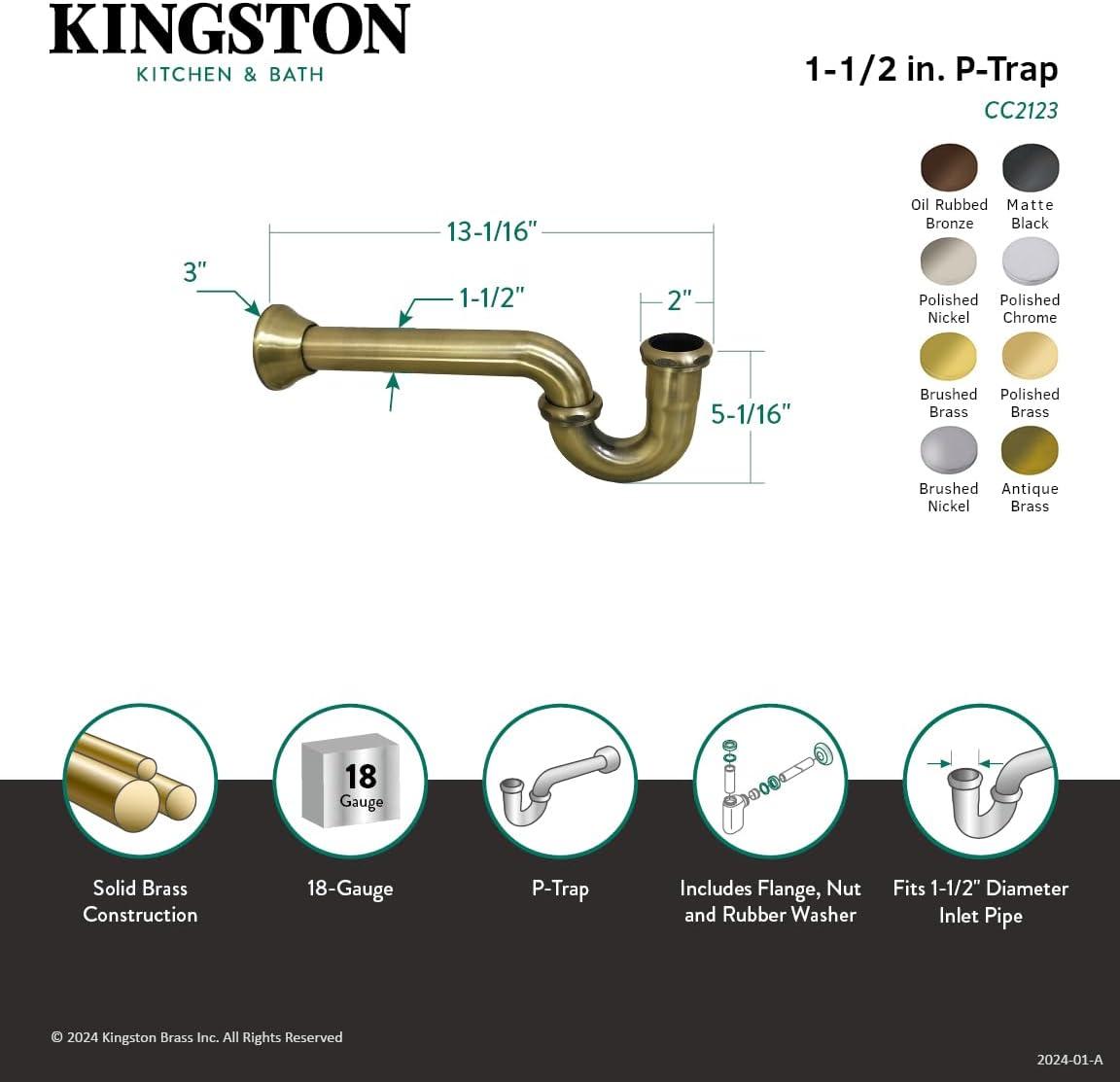 Kingston Brass Vintage 1-1/2 Inch Decor P-Trap