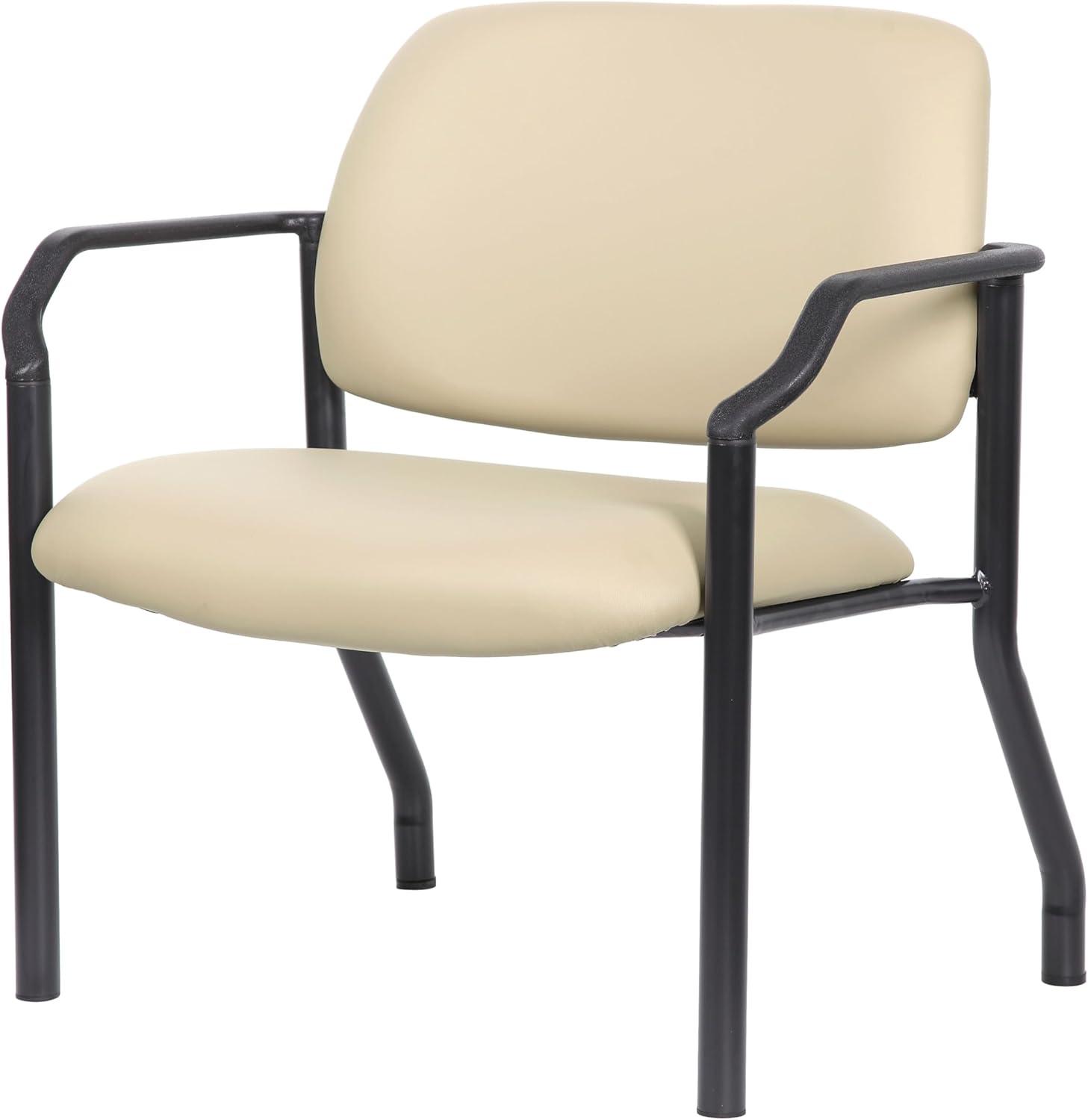 Boss Office Products Big and Tall Vinyl 500 lb. Weight Capacity Guest Armchair, Beige