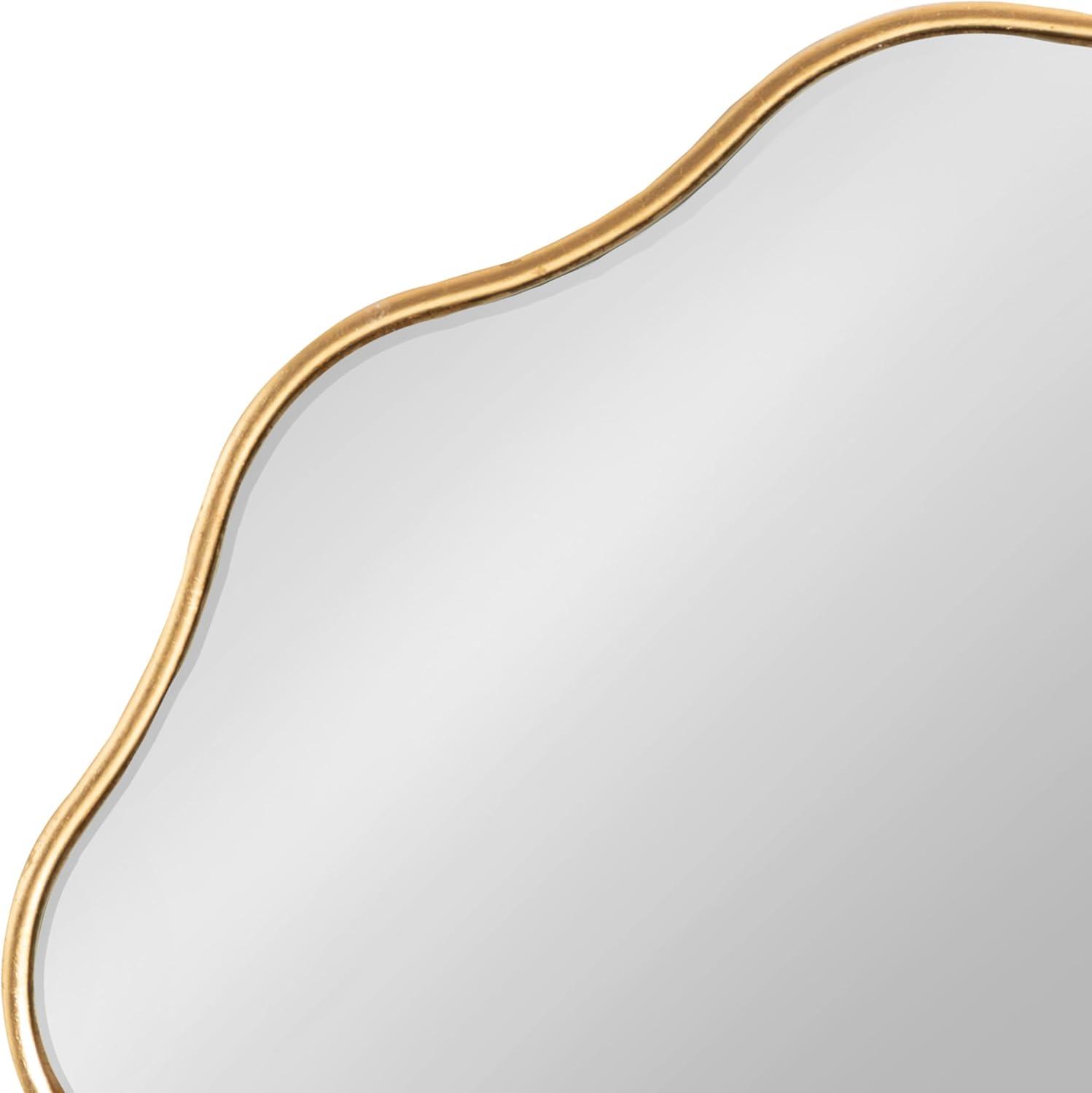 Kate & Laurel All Things Decor 24"x34" Viona Oval Scalloped Mirror Gold: Luxury Glam Style, No Assembly, Wall Mounted