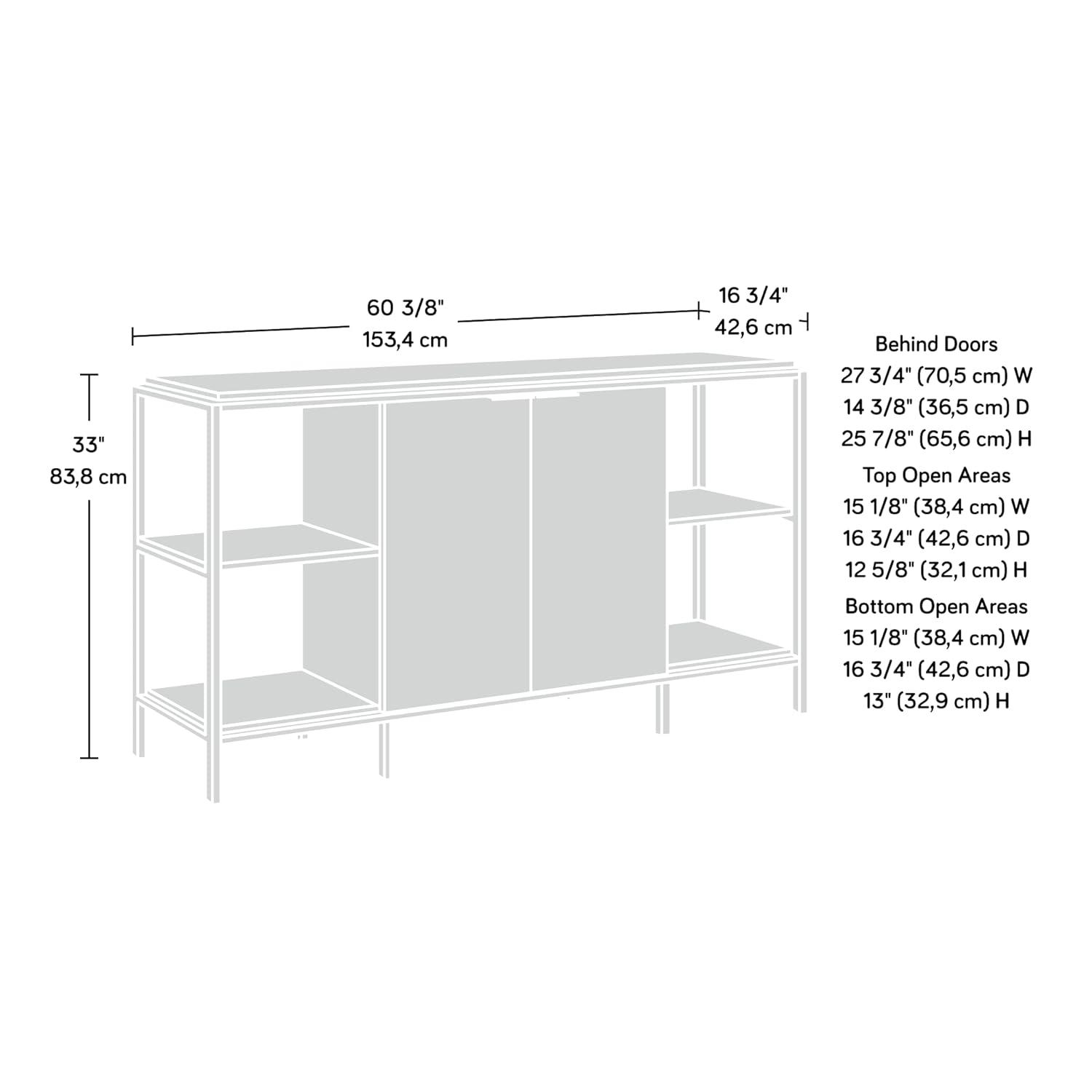 International Lux Modern TV Stand: Adjustable Shelf, Cable Management, Metal Frame - Sauder