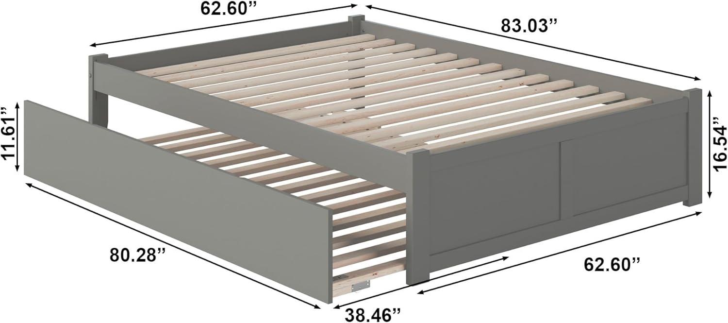 AFI Concord Queen Platform Solid Wood Panel Bed with Trundle in Gray