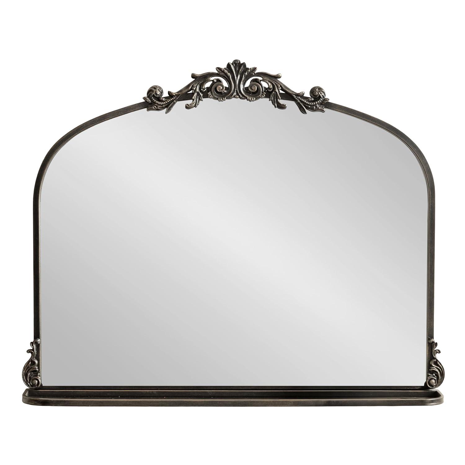 Kate & Laurel All Things Decor 33"x26" Arendahl Traditional Arch Mirror with Shelf Black
