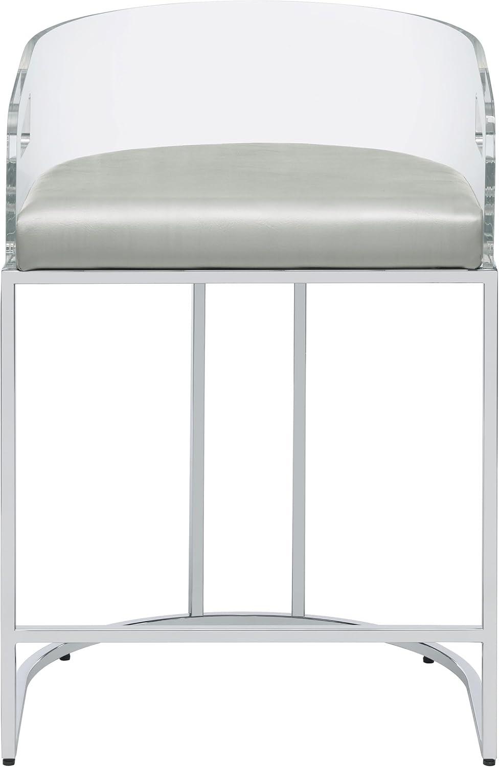 Coaster Faux Leather Counter Height Stools with Acrylic Back in Gray