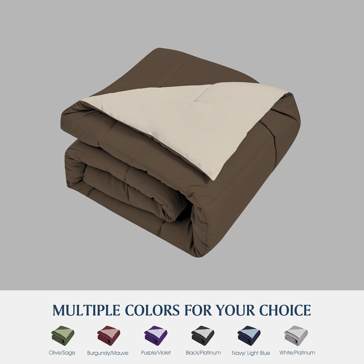 Blue Ridge Home Fashions Micro Fiber Down Alternative Comforter - Twin 68x88" Chocolate to Khaki