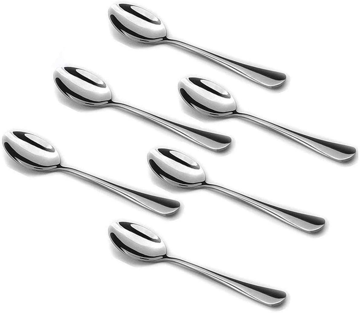 Set of 6 Silver Stainless Steel Mini Espresso Spoons