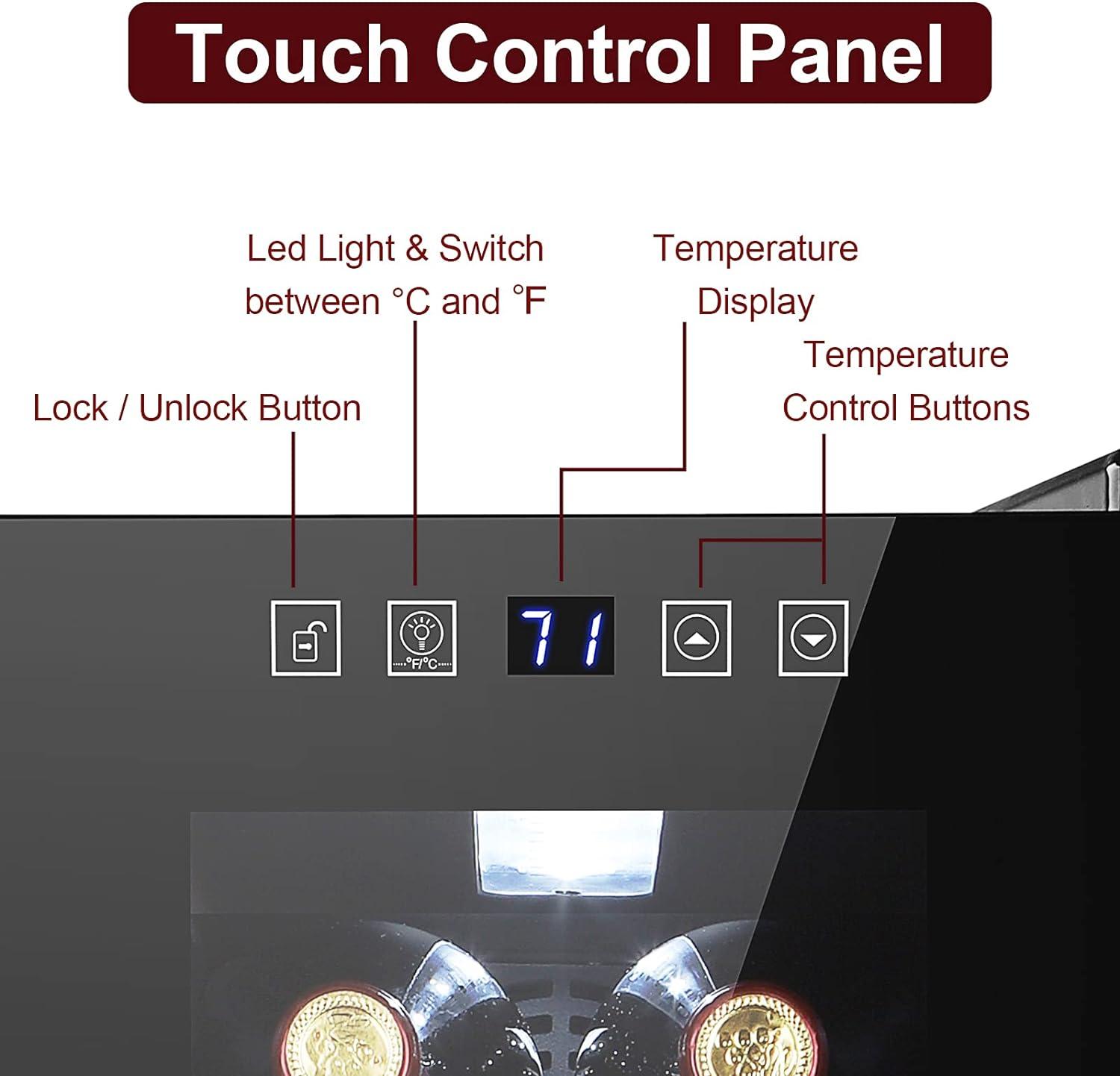 ZOKOP 1.2cu.ft/34l Electronic Wine Cabinet Cold Rolled Sheet Transparent Glass Door / 12Bottle With Display Black