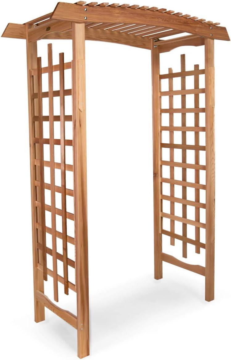 5 Ft Beige Cedar Wooden Garden Arbor Trellis