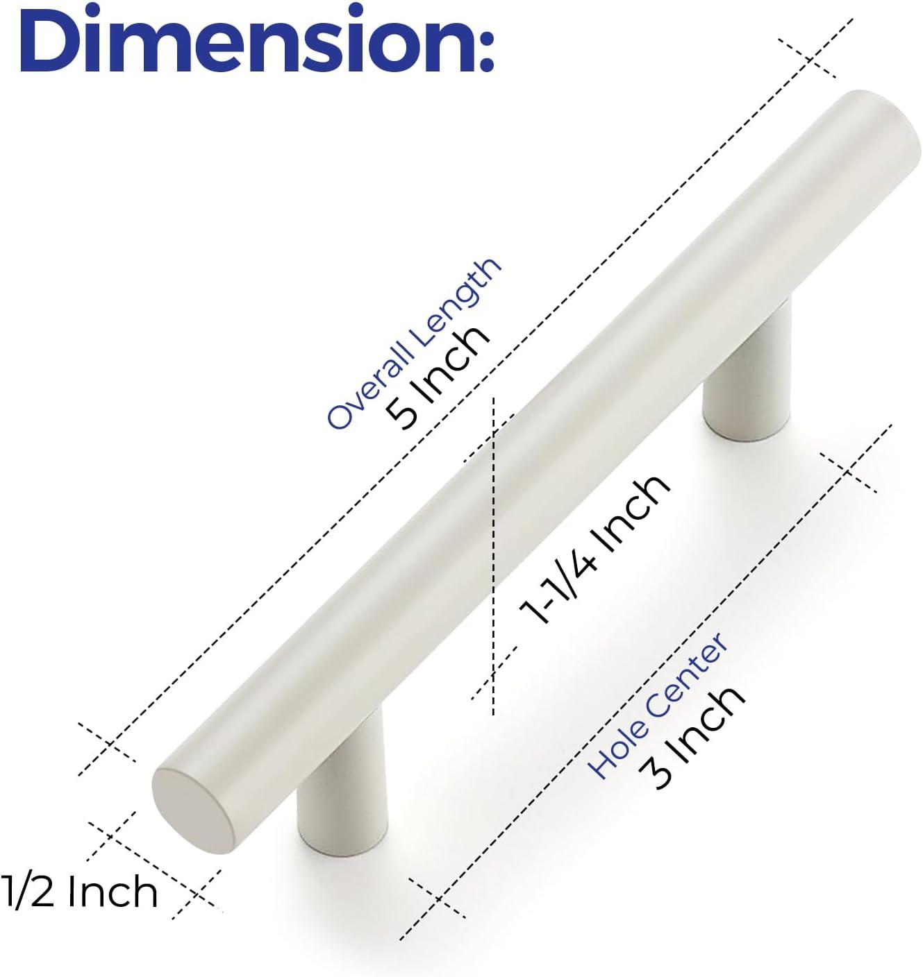 Ravinte 30 Pack | 5 Inch Cabinet Pulls White Stainless Steel Kitchen Drawer Pulls Cabinet Handles 5 InchLength, 3 Inch Hole Center