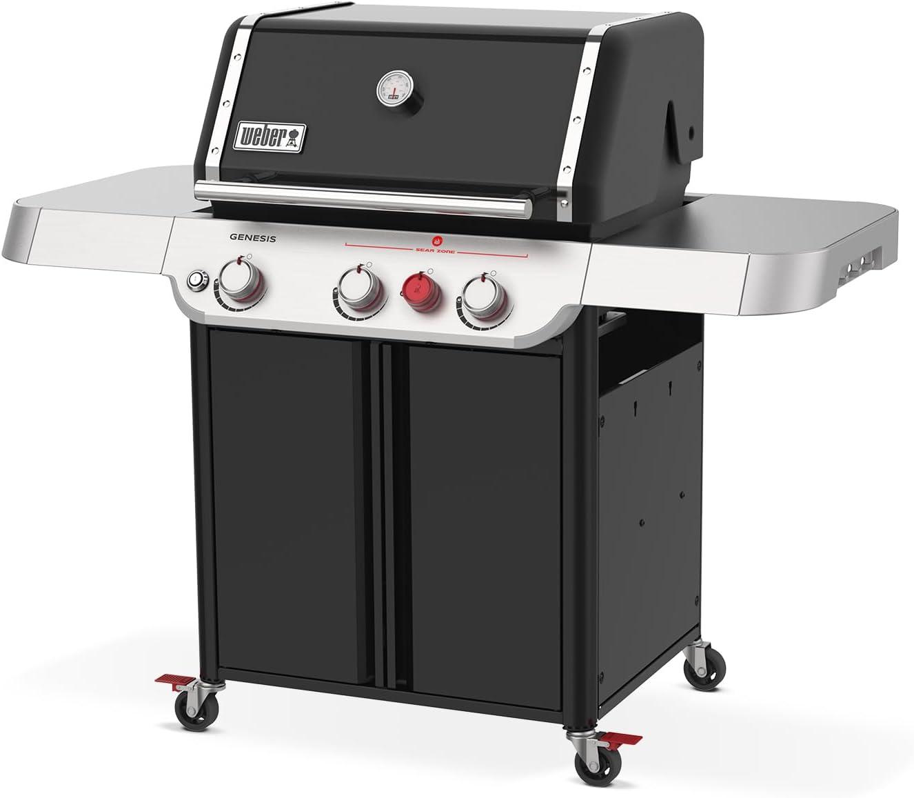 Weber Genesis E-325 3-Burner Silver Propane Gas Grill with Side Tables and Thermometer