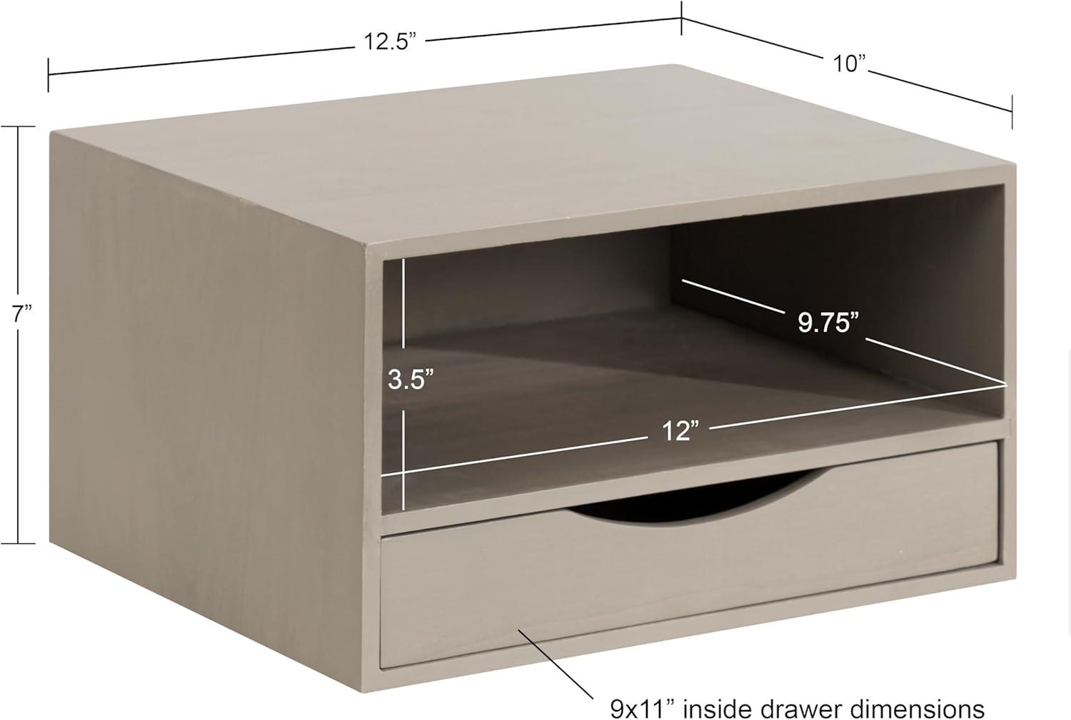 Kate and Laurel Hutton Rectangle Wood Floating Side Table, 12.5x10x7, Gray