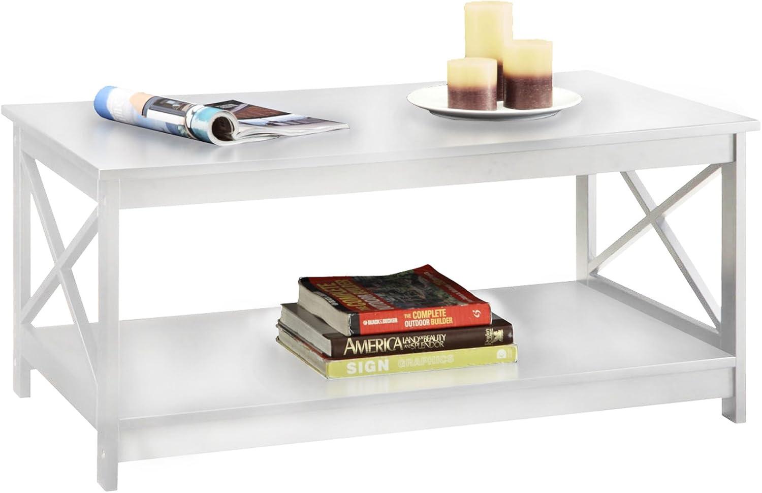 Convenience Concepts Oxford Coffee Table with Shelf, White