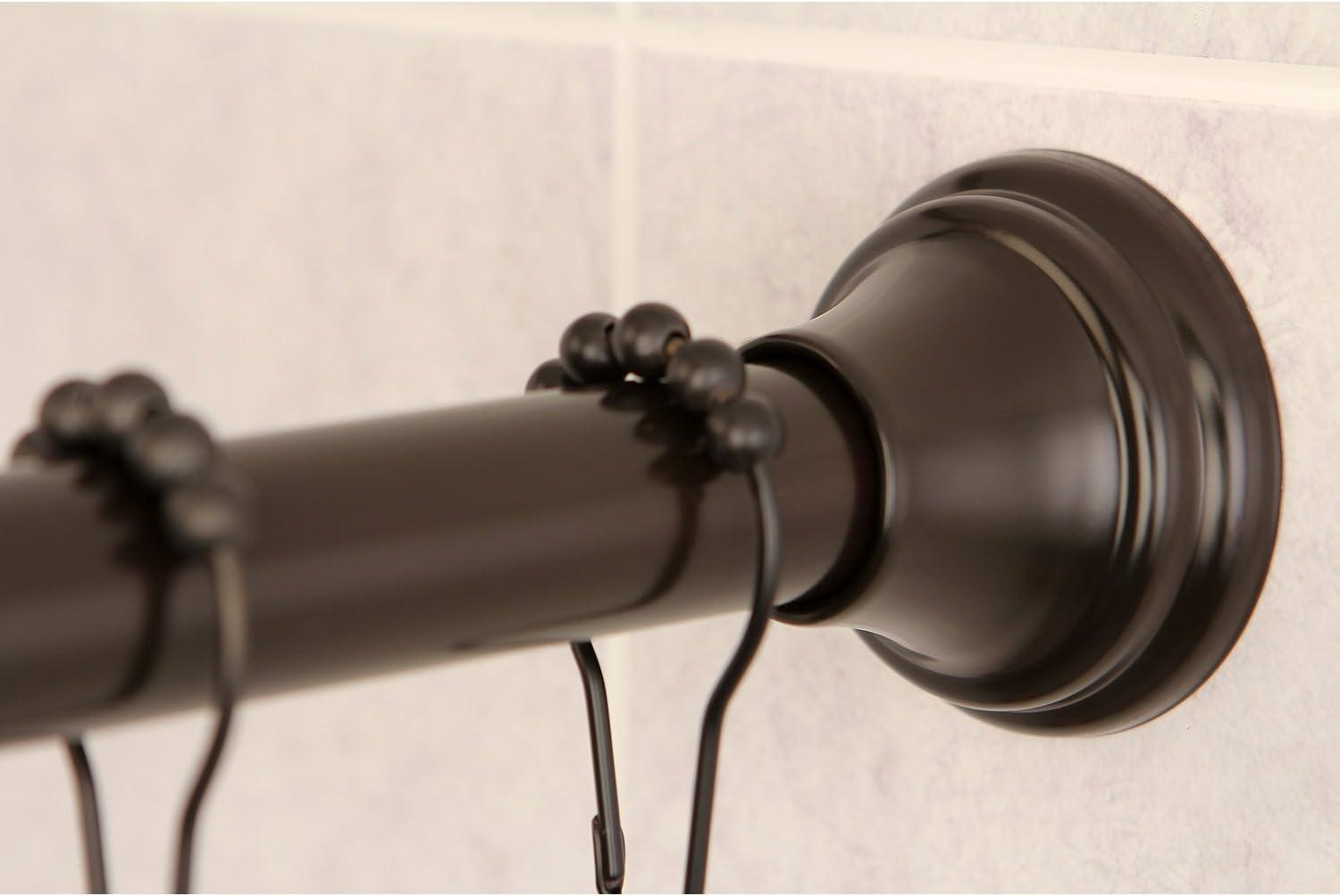 Oil Rubbed Bronze Adjustable Straight Shower Curtain Rod with Rings