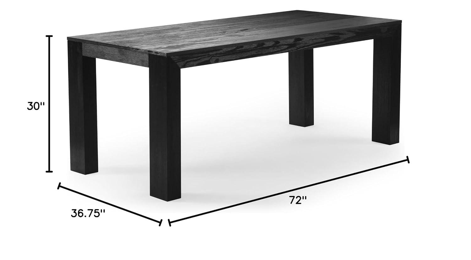 Plank+Beam 72" Modern Dining Table for 6, Solid Wood Rectangular Dining Table for Kitchen/Dining Room, Black Wirebrush