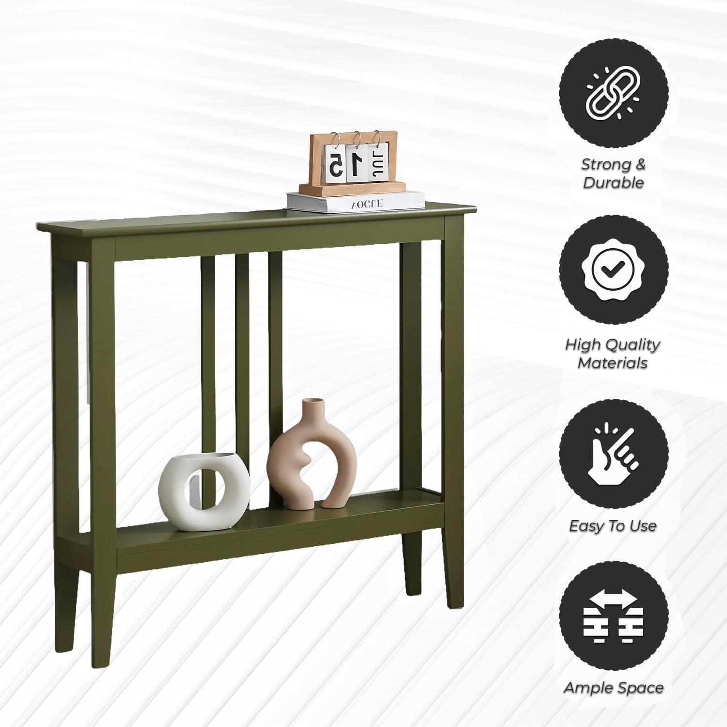 Kings Brand Furniture - Balfour Narrow Console Table with Shelves for Entryway, Hallway, Living Room, or Foyer (Red)