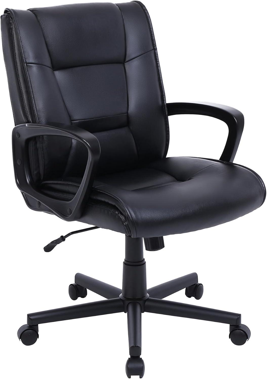 Rezzi Black Vegan Leather Mid-Back Manager Chair