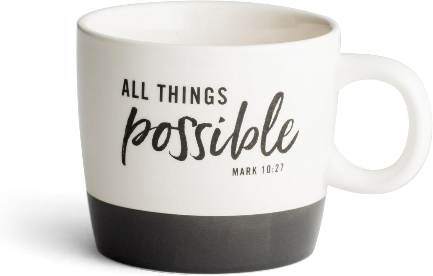 Inspirational White and Black Ceramic Mug, 16 oz